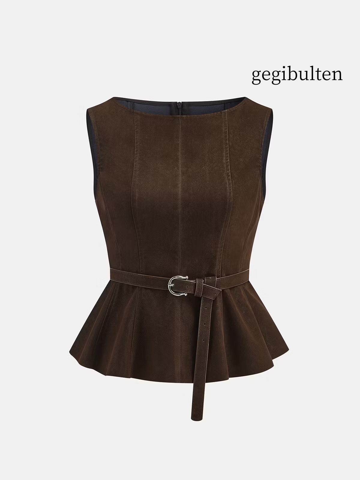 Belted Distressed Faux Leather Vest