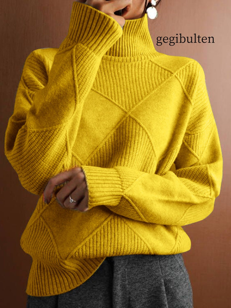 Turtleneck loose lozenge long-sleeved winter sweater