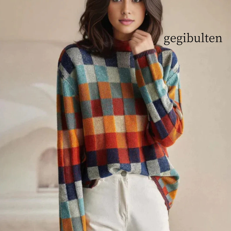 Casual Rainbow Plaid Sweater