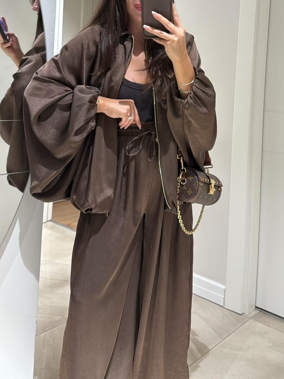 Brown Zippered Casual Jacket