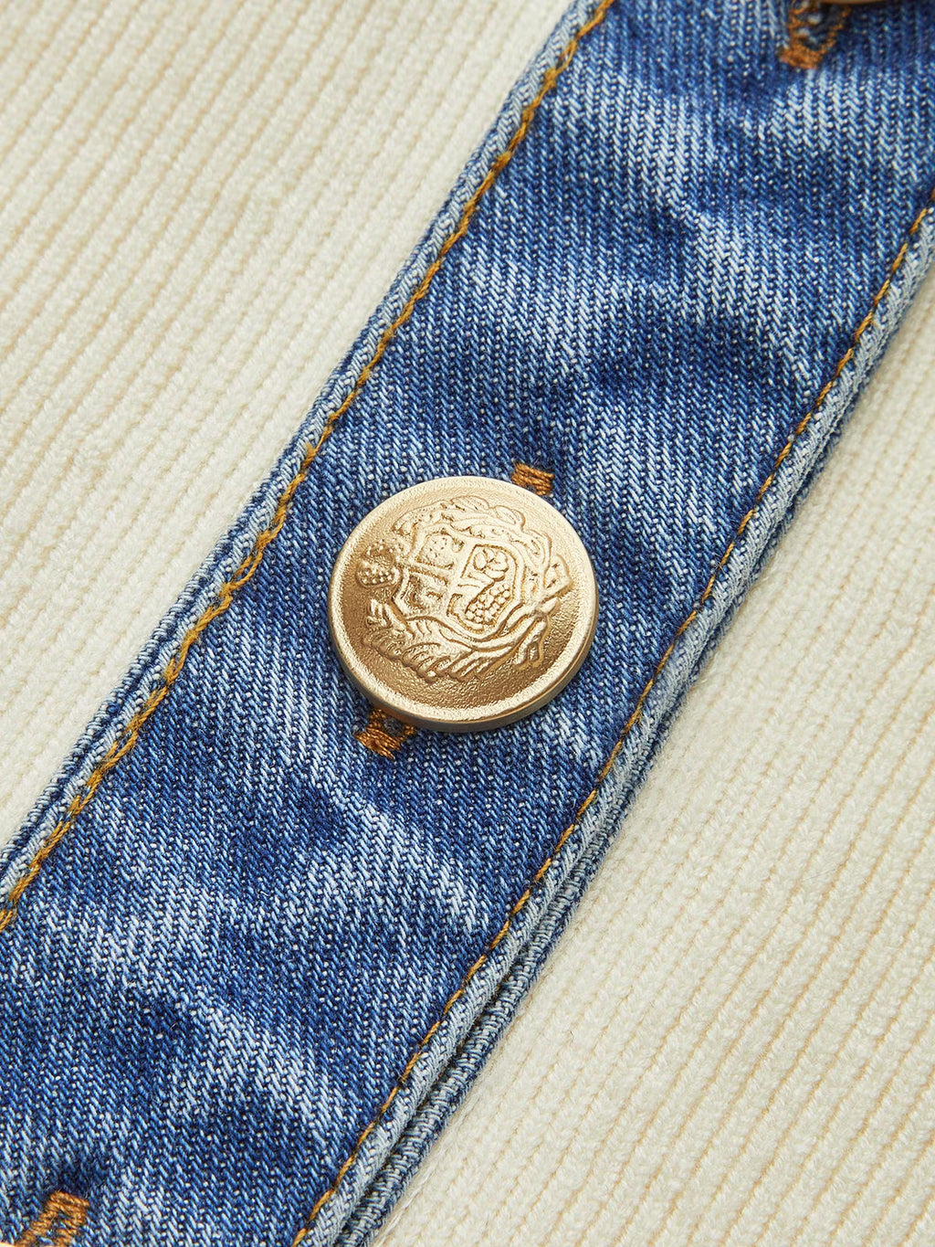 Denim Trim Metal Button Knit Vest