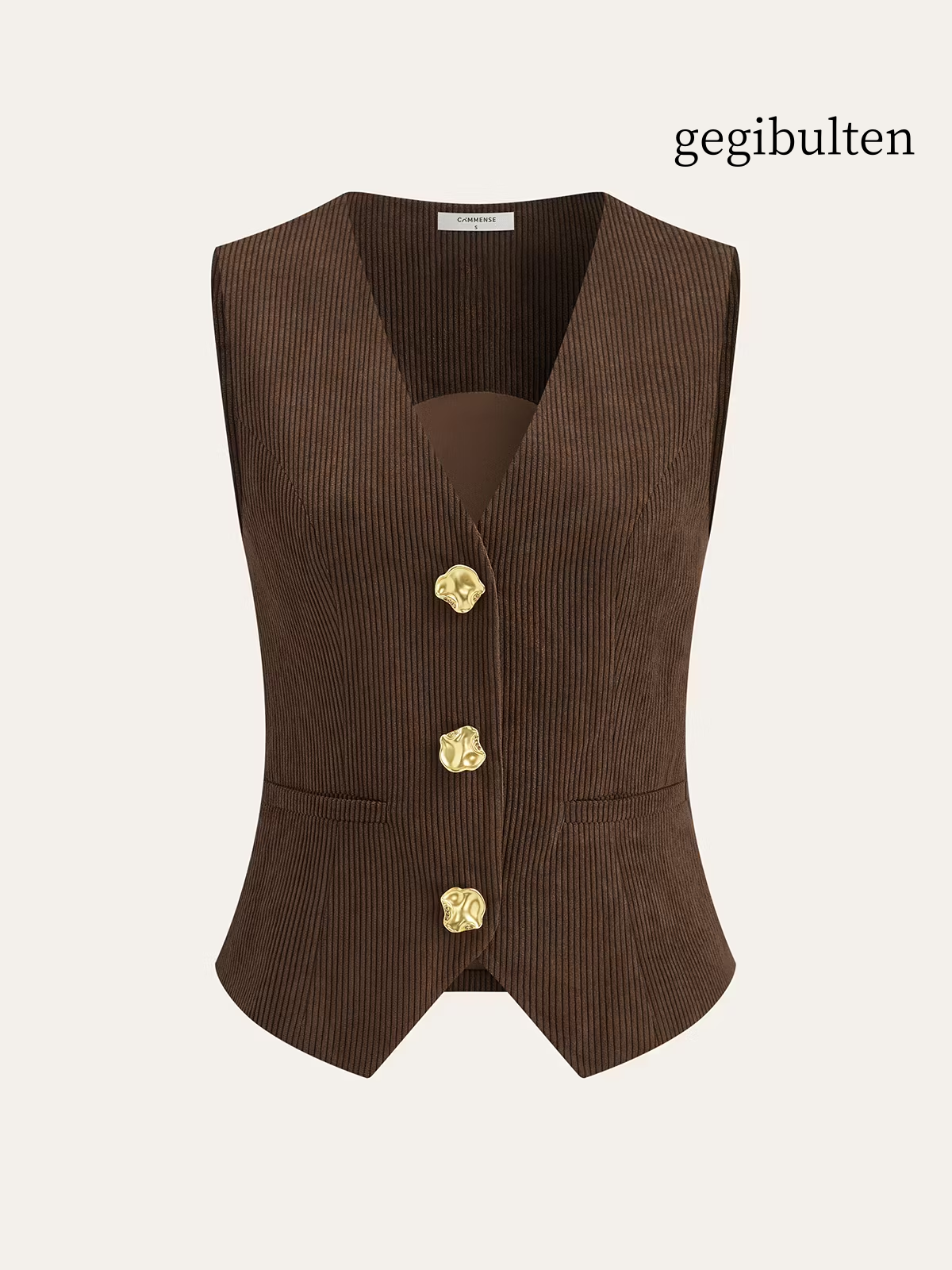 Corduroy V-neck Buttoned Vest