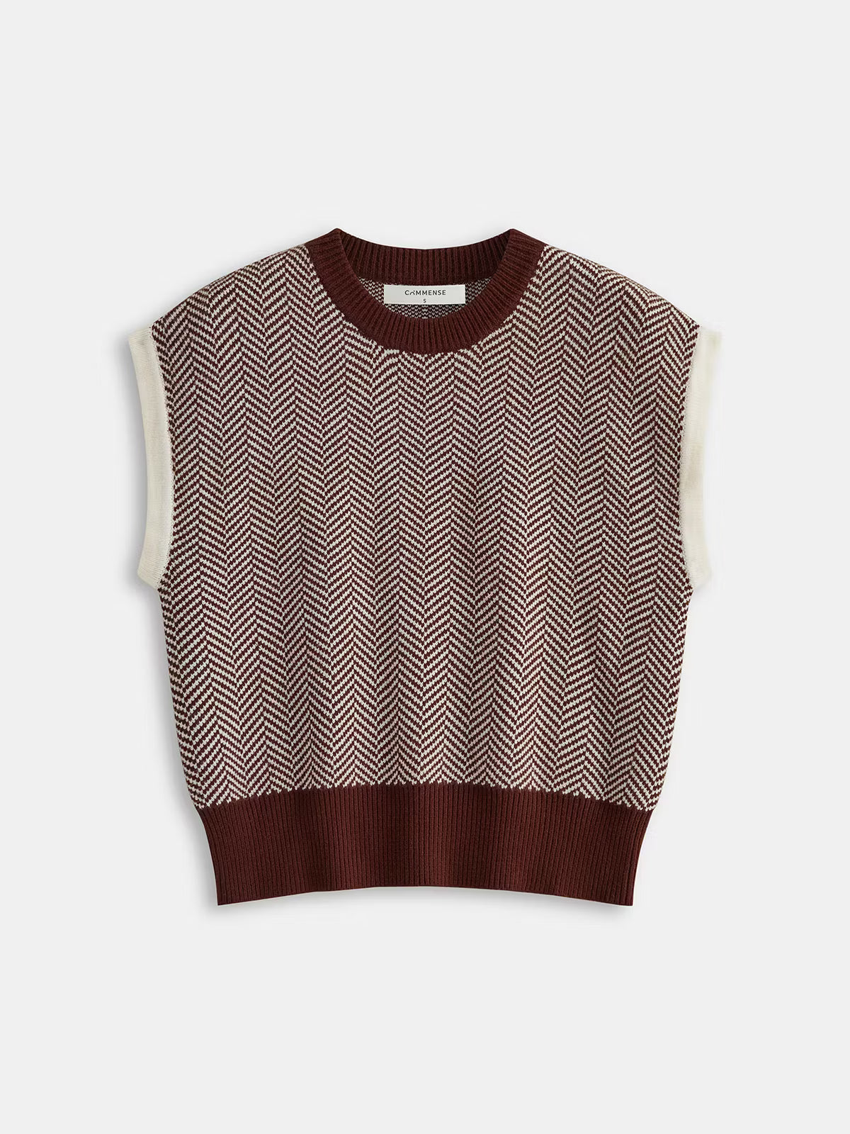 Herringbone Pattern Sleeveless Knit Vest