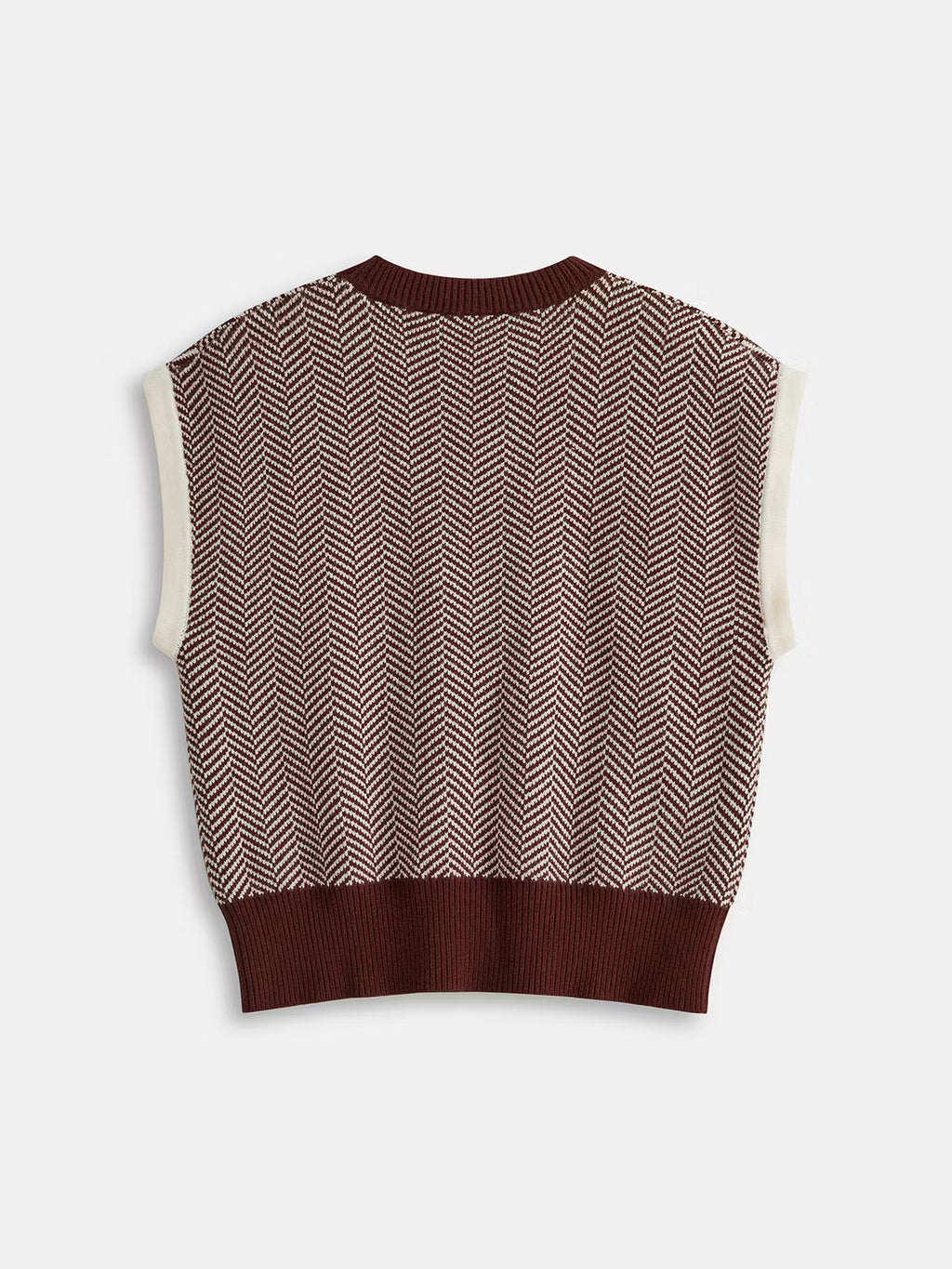 Herringbone Pattern Sleeveless Knit Vest