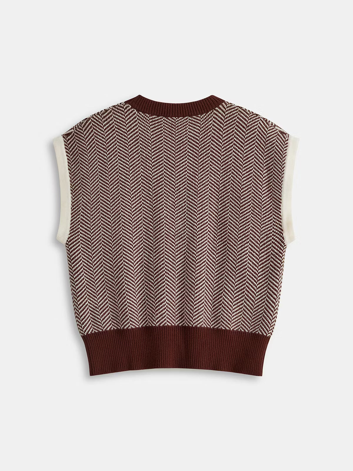 Herringbone Pattern Sleeveless Knit Vest