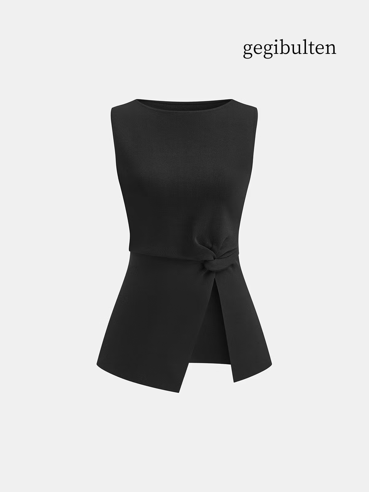 Asymmetric Hem Twist Detail Sleeveless Top