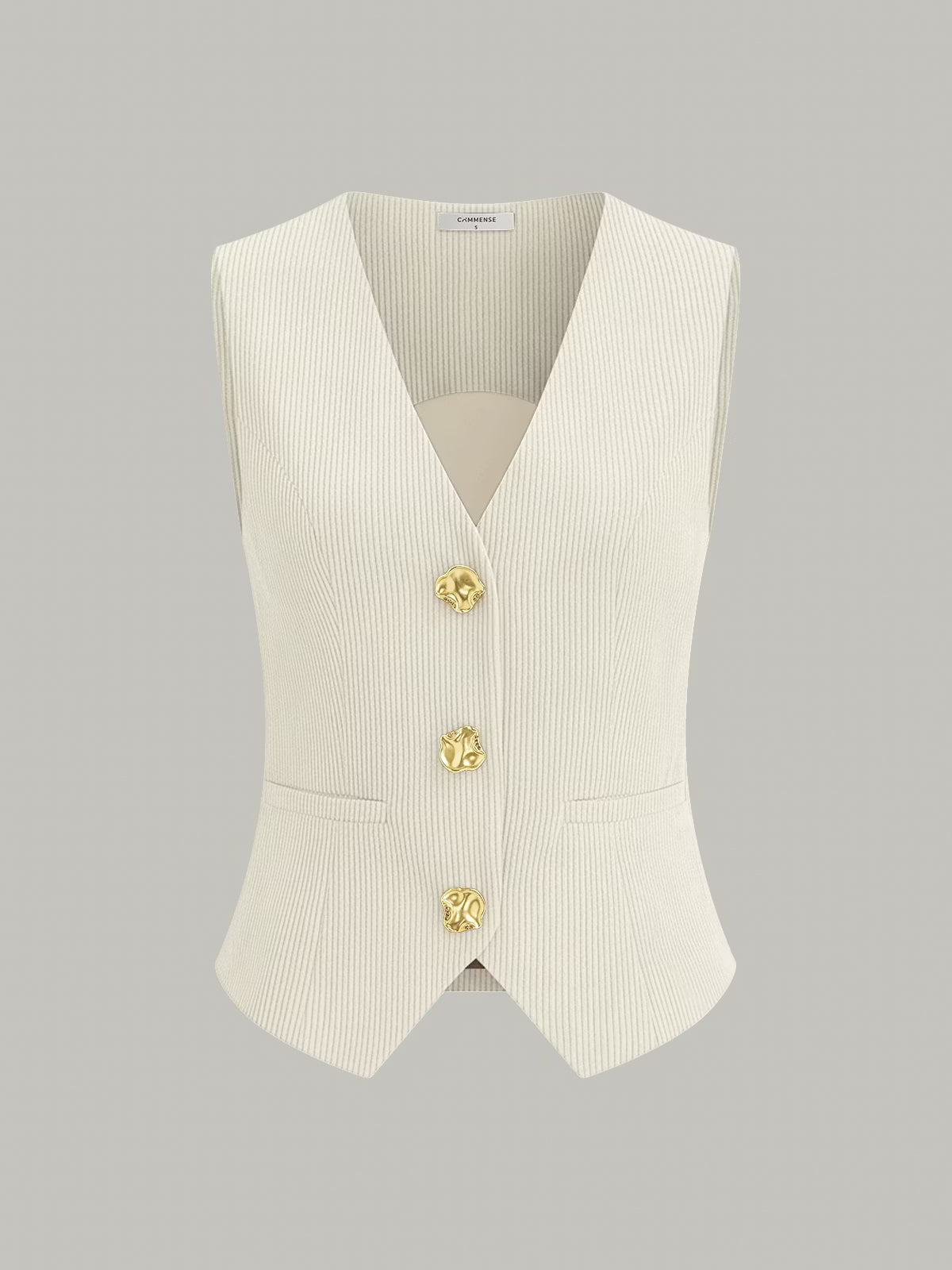 Corduroy V-neck Buttoned Vest