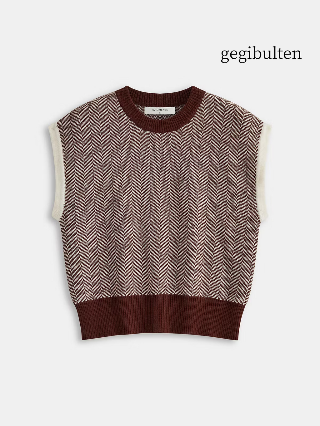 Herringbone Pattern Sleeveless Knit Vest