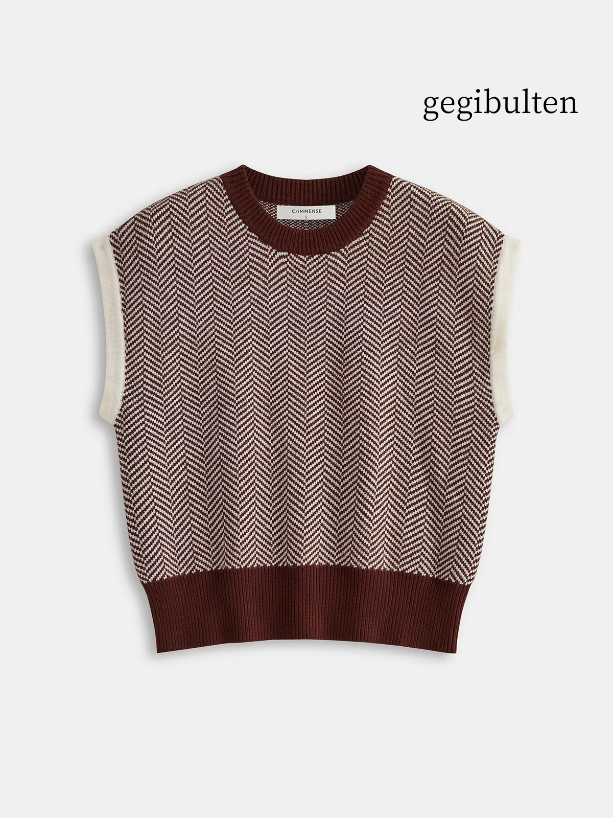 Herringbone Pattern Sleeveless Knit Vest